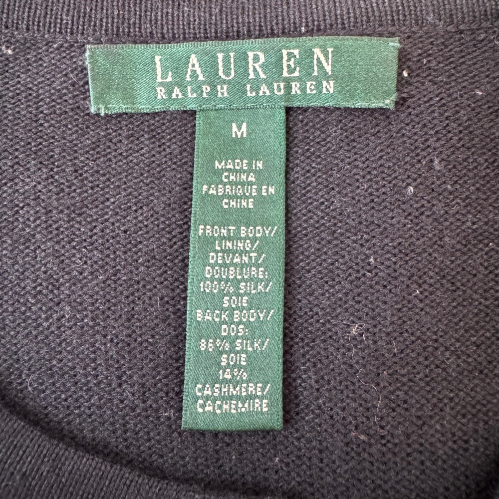 LAUREN RALPH LAUREN Silk Cashmere Women Cardigan Sweater MED Floral Quiet Luxury - Picture 6 of 8